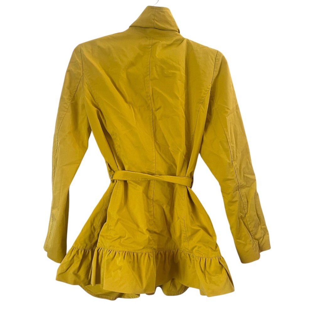 Sandro Studio Yellow Ruffle Front Belted Lightweight Coat M - Picture 6 of 6
